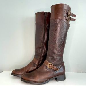 ALDO Boots Brown Leather Side Zip Knee High Riding Boots Women’s Size 6